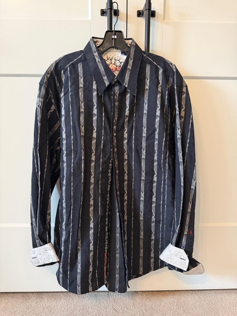Robert Graham Black and Gray Vertical Stripe Button-Front Shirt